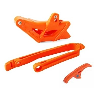 KIT GUIDE CHAINE/PATIN BRAS OSCILLANT ORANGE POLISPORT KTM EXC/EXC-F 17-20