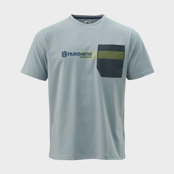 TEE SHIRT HUSQVARNA MOTORCYCLES ORIGIN POCKET GRIS